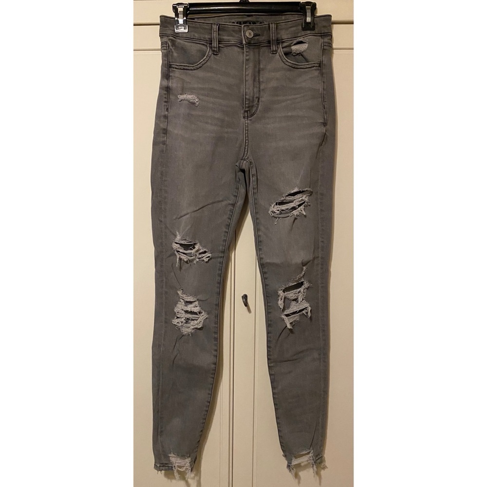 American Eagle Women's Distressed Gray Jean Jeggings Size 8